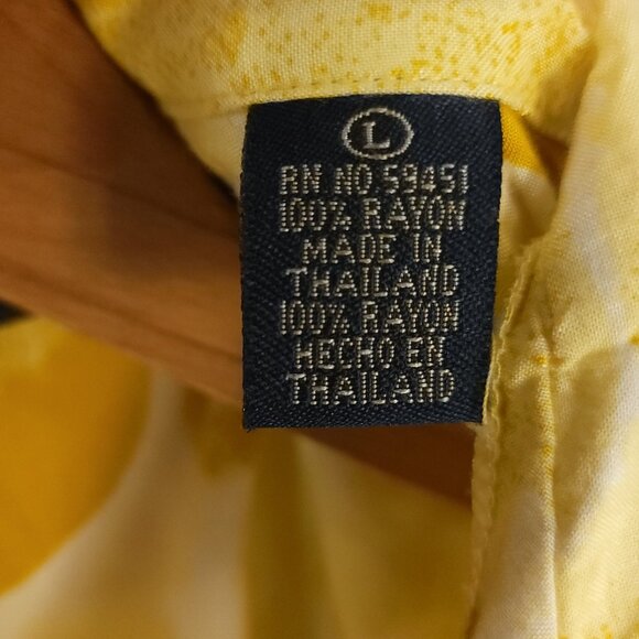 Vtg Wingo Hawaiian Button Front Shirt Men's Large Yellow Orange Hibiscus Floral - Picture 4 of 10